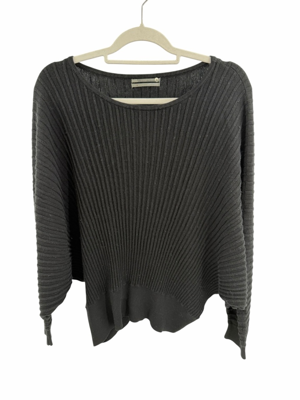 Anthropologie Women's Ribbed Dolman Sleeve Boatneck Sweater - Black Size Large